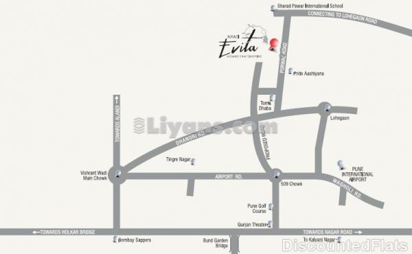 Location Map of 3 Bhk Homes In Elegant Nyati Evita At Lohegaon With Mega Discount Offers